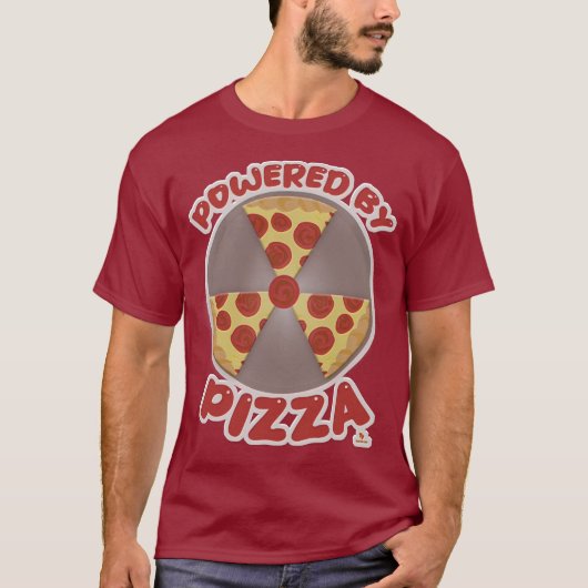 Aangedreven door Pizza Funny Food Slogan T-shirt (Voorkant)