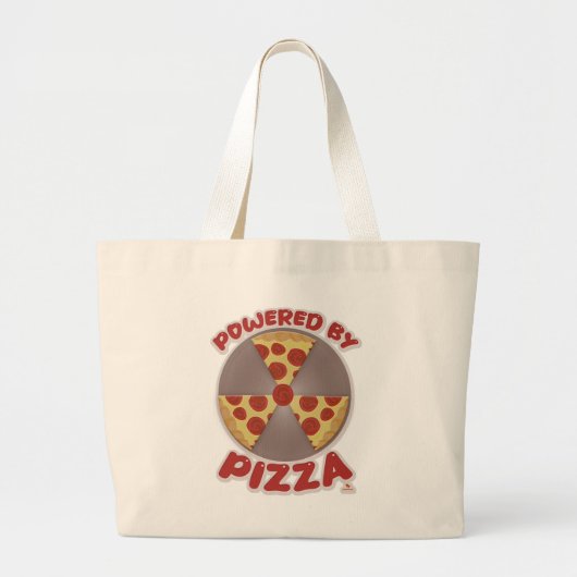 Aangedreven door Pizza Funny Food Time Design Grote Tote Bag (Voorkant)