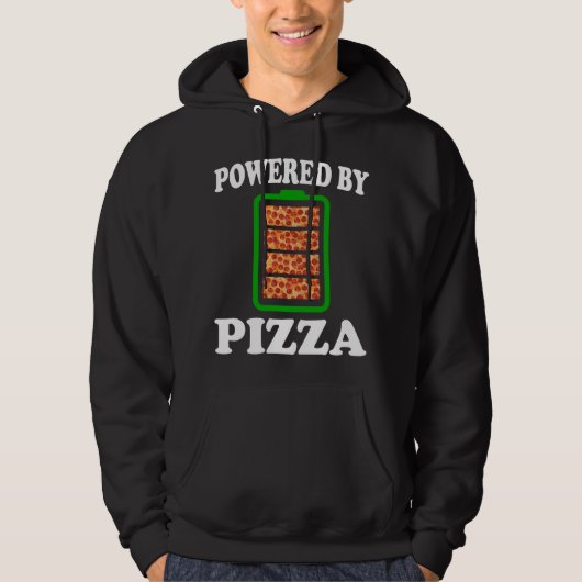 Aangedreven Door Pizza - Grappige Pizza Hoodie (Voorkant)