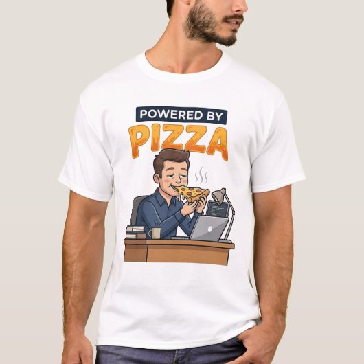 Aangedreven door Pizza - Grappige programmeur en g T-shirt (Voorkant)