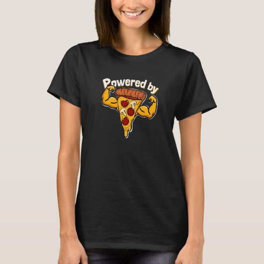 Aangedreven door Pizza Gym T-shirt (Voorkant)