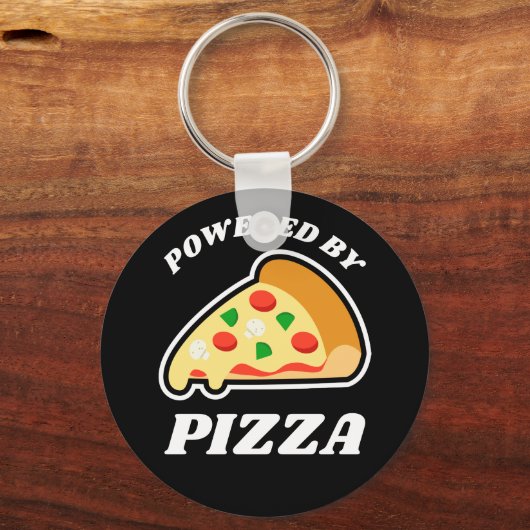 'Aangedreven door Pizza' pizza's Sleutelhanger (Voorkant)