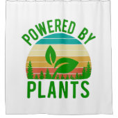 Aangedreven door Planten Funny Green Vegan Sunset Douchegordijn (Voorkant)