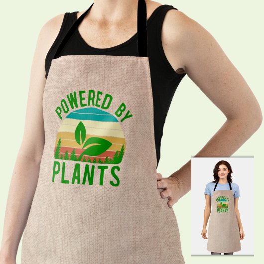 Aangedreven door Planten Funny Green Vegan Sunset Schort