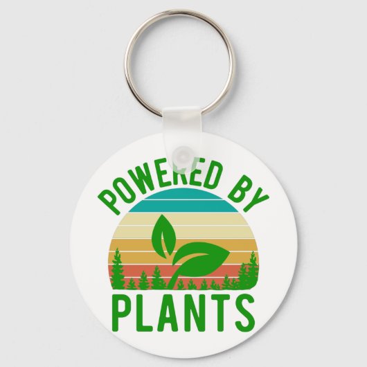 Aangedreven door Planten Funny Green Vegan  Sunset Sleutelhanger (Voorkant)