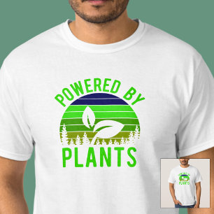 Aangedreven door Planten Funny Green Vegan Sunset T-shirt