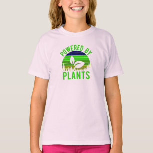 Aangedreven door Planten Funny Green Vegan Sunset T-shirt