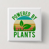Aangedreven door Planten Funny Green Vegan  Sunset Vierkante Button 5,1 Cm (Voorkant)