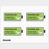 Aangedreven door planten groene volledige batterij rechthoekige sticker (Vel)