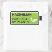 Aangedreven door planten groene volledige batterij rechthoekige sticker (Tas)