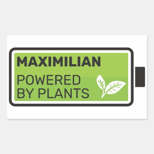 Aangedreven door planten groene volledige batterij rechthoekige sticker (Voorkant)