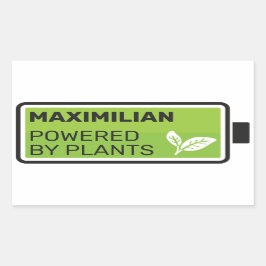 Aangedreven door planten groene volledige batterij rechthoekige sticker