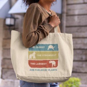 Aangedreven door Planten Veganistische Dieren Eten Grote Tote Bag