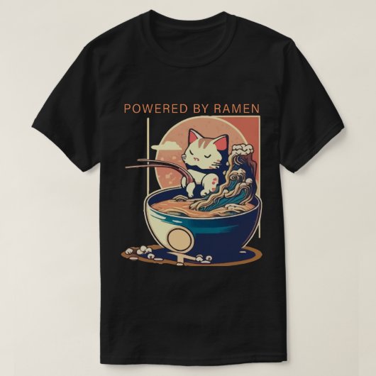 Aangedreven door Ramen Cat T-shirt (Design voorkant)