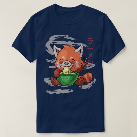 Aangedreven door Ramen Cute Red Panda eet noedels T-shirt (Design voorkant)