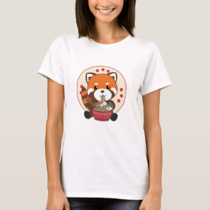 Aangedreven door Ramen Cute Red Panda eet noedels T-shirt