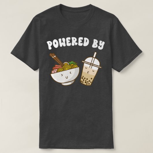 Aangedreven door Ramen en Boba Tea Cute Bubble Mil T-shirt (Design voorkant)
