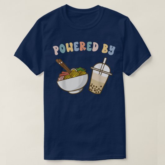 Aangedreven door Ramen en Boba Tea Cute Bubble Mil T-shirt (Design voorkant)