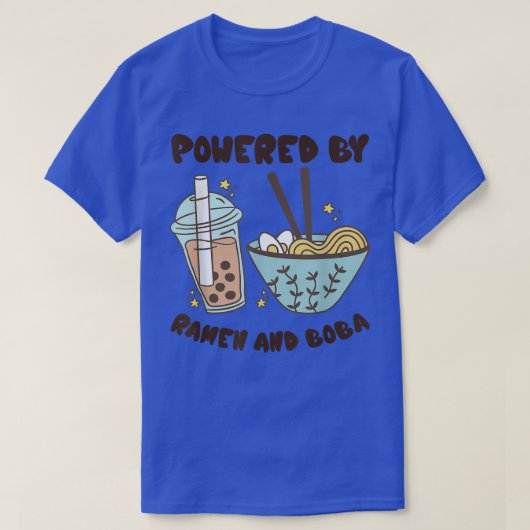 Aangedreven door Ramen en Boba Tea Japans voedseld T-shirt (Design voorkant)