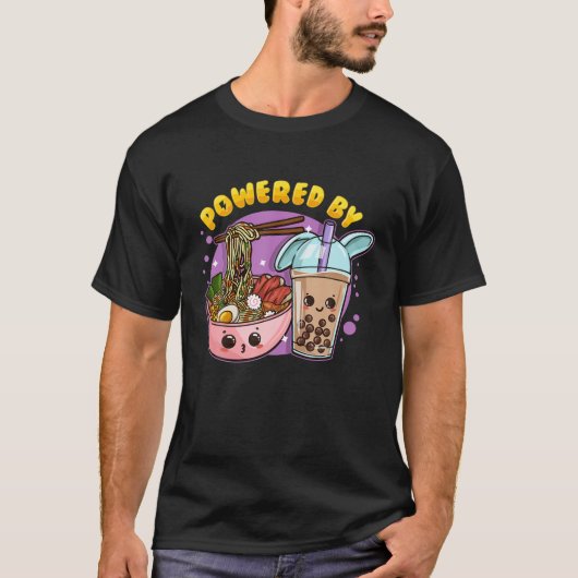 Aangedreven door ramen en bubbelthee - Anime T-shirt (Voorkant)