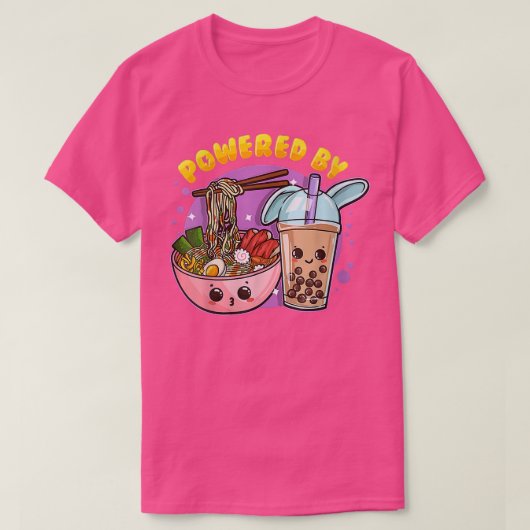 Aangedreven door Ramen en Bubble Tea Anime Lover F T-shirt (Design voorkant)