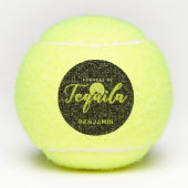 Aangedreven door Tequila Lime Green Funny Geperson Tennisballen (Voorkant)