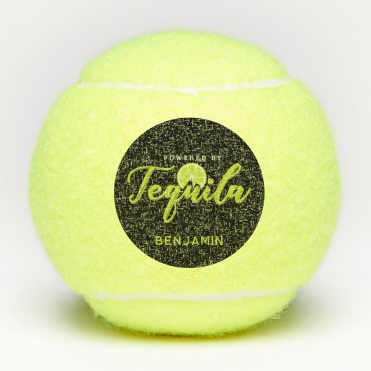 Aangedreven door Tequila Lime Green Funny Geperson Tennisballen (Voorkant)