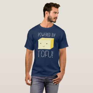 Aangedreven door Tofu met geïllustreerde glimlende T-shirt