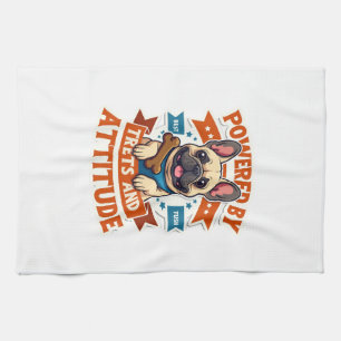 Aangedreven Door Treats En Attitude Franse Bulldog Theedoek