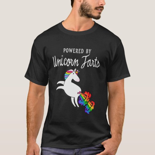 Aangedreven door Unicorn Farts Rainbow Unicorn Far T-shirt (Voorkant)