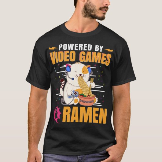 Aangedreven door videogames en Ramen Funny Gift Ka T-shirt (Voorkant)