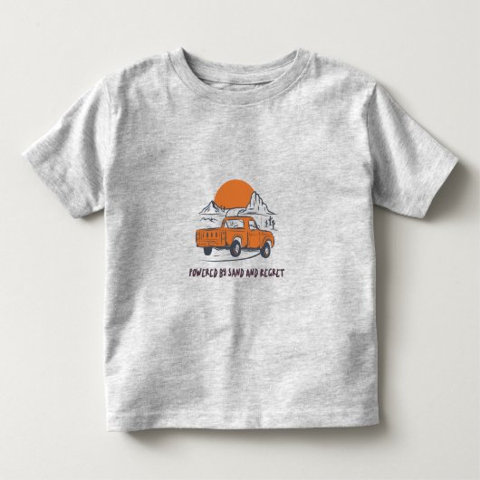 Aangedreven Door Zand En Spijt Woestijn Kamperen Kinder Shirts (Voorkant)