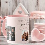 Aangeeffoto's van Birthday bevriezen roze chic Mok<br><div class="desc">Een cadeau van vrienden voor de 21ste verjaardag van een vrouw, die haar leven viert met 3 van je foto's van haar, haar vrienden, familie, interesse of huisdieren. Geef haar naam, 21 jaar en uw namen een persoonlijk tintje en voeg ze toe. Zwarte gekleurde letters. Een korrelige, vrouwelijke, donkere roze,...</div>