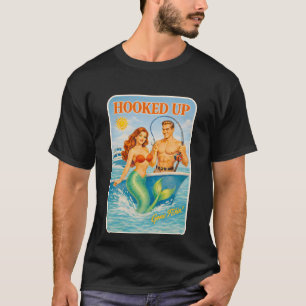 Aangehaakte Gepinde Meermin Funny Retro Vis T-shirt