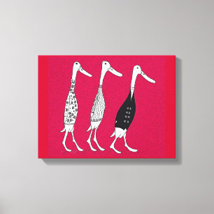 Aangeklede eenden canvas afdruk