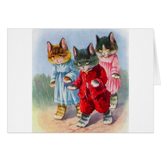 Aangeklede kittens in de regen in 1930 (Voorkant Horizontaal)