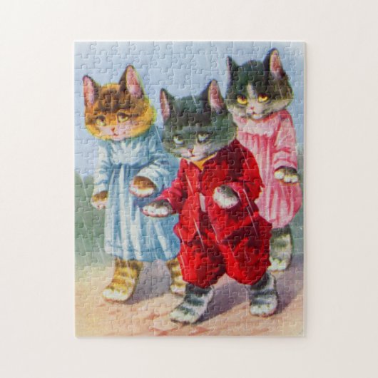 Aangeklede kittens in de regen in 1930 legpuzzel (Verticaal)