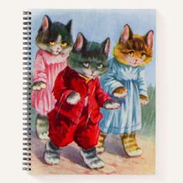 Aangeklede kittens in de regen in 1930 notitieboek