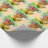 Aangeklede olifant die springtouw speelt in de jar cadeaupapier (Hoek)