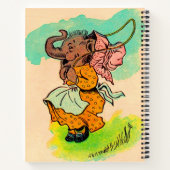 Aangeklede olifant die springtouw speelt in de jar notitieboek (Achterkant)