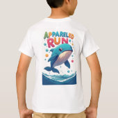 Aangeklede Run: Speelse Cartoon Walvis T-shirt (Achterkant)