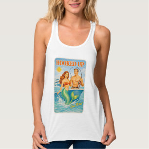Aangeklede Vis Pin-Up Zeemeermin Grappige Retro Vi Tanktop