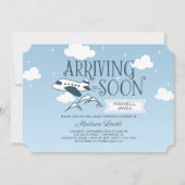 Aangekomen binnenkort vliegtuig Baby shower uitnod Kaart (Voorkant)