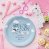 Aangekomen binnenkort vliegtuig Baby shower uitnod Papieren Bordje (Feest)