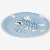 Aangekomen binnenkort vliegtuig Baby shower uitnod Papieren Bordje (Gekanteld)