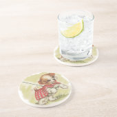 aangelijnde puppy zandsteen onderzetter (Zijkant)