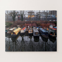 Aangemeerde smalbootreflectie Little Venice Londen Legpuzzel