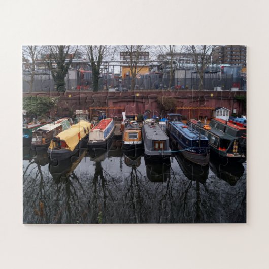Aangemeerde smalbootreflectie Little Venice Londen Legpuzzel (Horizontaal)