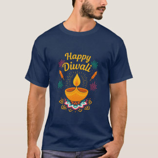 Aangenaam Diwali-festivalontwerp | Diya en vuurwer T-shirt