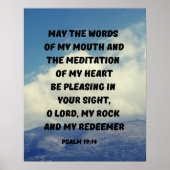 Aangenaam in Gods zicht Psalm 19:14 Bijbelvers Poster (Voorkant)